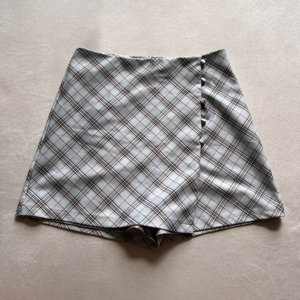 Light Academia White Blue Plaid Skirt Skort Punk Y2k Emo Kpop Fashion Funky